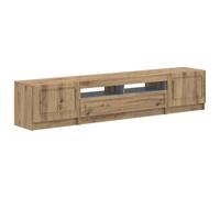 Générique Meuble TV LED Utrecht 3 pc Chêne Bois d'Ingénierie | Rangement généreux, étagères multiples, motif linéaire, portes réversibles, connecteur USB, fixation murale