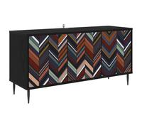 Générique Meuble TV OMMEN 102 x 33 x 51 cm Chêne Noir Bois D'ingénierie | Forme rectangulaire,compartiments de rangement,fixation murale fournie,essuyage au chiffon sec