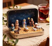 Générique Mini Crèche Noël, Figurine Creche De Noel Décor Poche, Petite Comprenant Personnages Statuettes Résine Sainte Famille, Moutons Et Jésus, pour Décoration Maison Et Noël