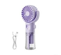 Générique Mini ventilateur brumisateur portable avec cordon (Violet) | rechargeable par USB,Ventilateur rotatif pour voyage, enfants, femmes, cadeau d'été pour l'école, le bureau, le camping