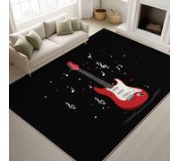 Générique Minimaliste Musique Doux Tapiss Rock 'n' Roll Dessin Animé Imprimé Tapis Guitare Notes de Musique Lavable Tapis de Antidérapant pour Couloir Entrée 60 x 90 cm