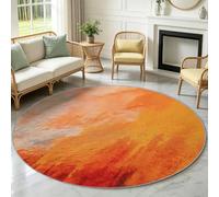Générique Minimaliste Tapis Rond pour Salon Chambre à Coucher et Cheminée Cuisine Salle à Manger - Dégradé Estompé - Tapis de Sol Poils Courts Doux Décoration Lavable et Antidérapant - Jaune 160 cm