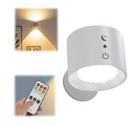 Générique miro france Lampe murale LED sans fil Applique Murale Intérieure avec Télécommande, Lampe Rotative 360° à Luminosité Réglable, Batterie 1800mAh Rechargeable, USB-C, Pour Chambre (Blanc)