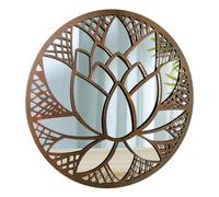 Générique Miroir Mural Rond en métal de 50cm à Suspendre Cadre Fleur de Lotus, Décoration Zen