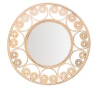 Générique Miroir Mural Rond en Rotin, Design Volutes, Style Bohème, Couleur Naturel, Diamètre 40 cm