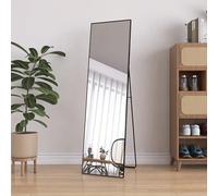 Générique Miroir Pleine Longueur 140x40 cm, Miroir sur Pied à Cadre Simple, Grand Miroir Mural HD avec Crochet, reflet en Verre HD Transparent, incassable et léger (Noir,140x40cm)