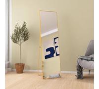 Générique Miroir Pleine Longueur 140x40 cm, Miroir sur Pied à Cadre Simple, Grand Miroir Mural HD avec Crochet, reflet en Verre HD Transparent, incassable et léger (Doré,140x40cm)