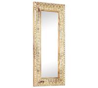 Générique Miroir sculpté à la Main 110x50x2,6 cm Bois de manguier Solide, Maison & Jardin, Décorations, Miroirs, Brun, (Poids 11.58KG)