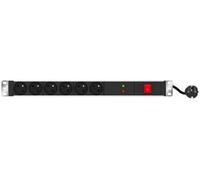 Dexlan Multiprise rackable 19" 1U - Parafoudre 6 prises CEE 7/5 - Interrupteur avec voyant