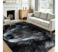 Générique Moderne 60x90 cm Moderne Tapis de Salon, Doux Fantasy Art Animal Loup Imprimé Tapis - Noir Moquette Antidérapant pour Salle à Manger Chambre Couloir Bureau Salle de Jeu
