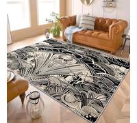 Générique Moderne Poil Court Tapis Exterieur Salon Cuisine 120x180 cm Style EuropéEn Sombre Motifs Abstraits Doux Lavable Antidérapant Tapis Noir Et Blanc pour Entrée, Chambre, Couloir Décoration