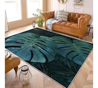 Générique Moderne Poil Court Tapis Exterieur Salon Cuisine 80x150 cm Plantes Monstera Deliciosa Tropicales Doux Lavable Antidérapant Tapis Vert pour Entrée, Chambre, Couloir Décoration
