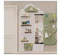 Générique Modular Wooden Wall Organizer with Mirror - Versatile Pegboard Shelf Kit for Kitchen, Living Room, Dorm, Home Storage & Décor (Natural Color)