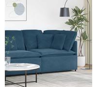 Générique Module d'angle pour canapé modulable avec Coussins Bleus 100 cm | Revêtement velours, mousse confortable, structure métallique robuste, assise textilène, design élégant