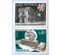 Générique Monaco. 2 Timbres de Collection Authentiques Neufs** de 1970. Nos 827 et 828. Architecture par des Livres Express …