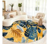 Générique Monstera Grand Tapis Rond Lavable pour Salon, Chambre à Coucher, Table à Manger, décoration d'intérieur - 200 cm