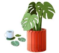 Générique Monstera Plant Coasters Set 3D Printed,Funny Magnetic Monstera Pot Coasters,Creative Turtle Leaf Tropical Leaves Plant Coaster,Non Slip Anti Heat Reusable Home Coaster