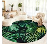 Générique Monstera Tapis Rond Lavable pour Chambre à Coucher, Salon, Bureau, Table Basse, décoration d'intérieur - 150 cm
