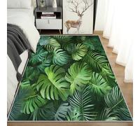 Générique Monstera Tropical Tapis de Sol, Jungle Botanique Feuille Petit Tapis Poil Court - 60x90cm, Tapis Salon Cuisine Bureau Chambre Lavables Antidérapant Doux X-N5