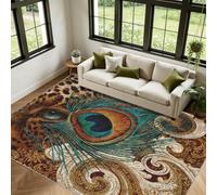 Générique Motif Léopard Tapis Plume De Paon Salon 200x250cm