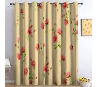 Générique Motif sans Couture De Rose Vintage Rideau Occultant 140 x 225 cm Thermique Lot de 2 Rideaux Opaque à Oeillets pour Fenetre Chambre Salon Chambre Enfant, Jaune