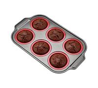 Générique Moule à muffins en silicone | Plat de Muffins Antiadhésif 6 Cavités | Moule Plateau de Cuisson | pour Petit-déjeuner, Desserts, Chocolat, Œuf, Four, Friteuse à Air,