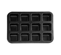 Générique Moules à gâteau cuisson En Acier Au Carbone Qualité Alimentaire | Moule à Cake en Métal Pour Muffin Cookie Chocolat Dessert Four Frigo Maison Cuisine 12 carrés