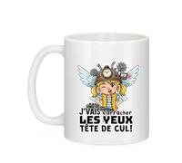 Générique Mug Bruhle Créations humour noir « j’vais t’arracher les yeux tête de cul » - tasse céramique 330 ml - cadeau original