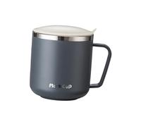 Générique Mug Isotherme en Acier Inoxydable avec Poignée et Couvercle, 400 ML, étanche, Portable, Idéal pour Le Thé Au Lait, La Pêche, Le Bureau et Les, Gris