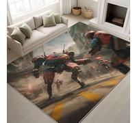 Générique Multicolore Antidérapant Robot Armes Engrenages Lavable Tapiss Graffiti Punk Artistique Support en TPR Tapis Sci-FI Futuriste Cool Tapis 90 x 150 cm pour Adolescents