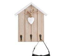 Générique mural Décoration En Bois En Forme De Maison Avec 3 Crochets | Support Mural Pour Clés À Fixer Au Mur pour la maison, l'entrée, le porche, le couloir, la buanderie et un garage