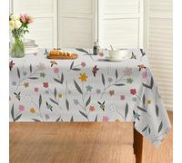 Générique Nappe Carrée Gris 110x110 cm, Imprimés Végétaux Fleurs，Nappe Anti Tache Impermeable, pour Mariage, Décoration de Table, Jardin, Fête, Anniversaire, Noël, Conférences, Foires A58