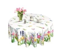 Générique Nappe Florale - Décor Printanier Lavable de 177 cm,Protection de Nappe Ronde Pâques,pour Salle à Manger Restaurant Ferme Hôtel Printemps Été Intérieur