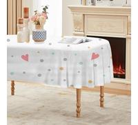 Générique Nappe Ovale Blanc 180x240 cm, Impression d'amour Pois，Nappe Anti Tache Impermeable, pour Mariage, Décoration de Table, Jardin, Fête, Anniversaire, Noël, Conférences, Foires A11