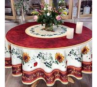 Générique Nappe Ronde provençale Terracotta Naturel 1m80 Polyester Anti Tache et Infroissable