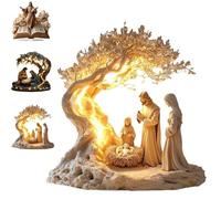 Générique Newborn Flat Christmas Scene Desktop Decoration, Christmas 2D Acrylic Nativity Scene Decorative Figurine, Centerpiece Tables Top Home Ornament (B)