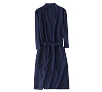 Générique Noel Peignoir De Bain Femme Eponge Robe Chambre Homme Voile Coton Léger En Velours Doux Élégante Peignoirs Kimono Long Mariée Légère Été À Poches Nid Dabeille Blanche Marine M