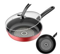 Générique Non Stick Frying Pan - Frying Pan with Lid | Nonstick Skillet Cookware | Ergonomic Kitchen Cooking Pans for Eggs, Pancakes, Steak, Breakfast, Dinner Snacks, Nonstick, Heat Resistant Handle