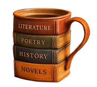 Générique Novelty Coffee Cup, Book Mug, Librarian Gift, Resin Material, Comfortable Grip, Sturdy Material, Ideal for Reading Time Kitchen Use, 4.72x4.72x3.94 Inches, Brown Color, 1 Piece