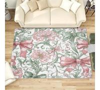 Générique Nœud Papillon Tapis Salon 240 x 340 cm, Grand Tapis Floral Botanique Aquarelle Poil Court Lavable en Machine Antidérapant Doux pour Chambre Salle De Jeux Bureau Salle à Manger