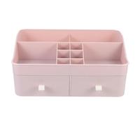 Générique Organisateur de Rangement pour Cosmétiques avec Double Tiroir en Pp, Boîte de Rangement Maquillage Rose pour Bureau, Compartiments de Tailles Variées pour Femmes et Filles