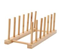 Générique Organisateur de vaisselle en bois, support de séchage et de rangement à 6 emplacements, porte-couvercles de pots pour placard ou plan de travail, style épuré pour cuisine, marron clair