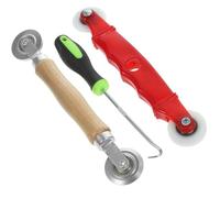 Générique Outil en Bois, Acier et Plastique Double Tête de Roulage à Poignée en Plastique Rouleau Cannelé Couleur Aléatoire pour Remplacement Facile des Écrans de Fenêtre