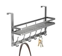 Générique Over The Door Organizer, Heavy Duty Carbon Steel Basket And Hook Hanger Rack, Space Saving Door Storage For Clothes Bag Key Robe Coat Towel Bathroom Kitchen Bedroom Organization Use