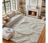 Générique Paillasson Interieur Entree Relief 3D 60x90 cm, Tapis Colibri Blanc Plante Feuille Antidérapant Lavable Poil Ras, Moquette Chambre Cuisine, Décoration Intérieure QAZ43