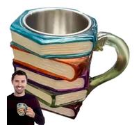 Générique Painted Book Mug En Résine - Tasse 3D À Lait Pour La Lecture - Récipient À Boisson En Résine Pour Thé Café Vin Jus Et Lait Empilé Comme Un Livre