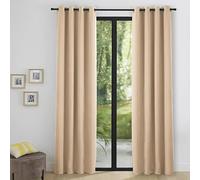 Générique Paire de Rideaux uni occultant prêt a Poser 2x140x240 Opaque 8 Anneaux Polyester Existe en Plusieurs Couleurs (Beige)