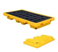 Générique Palette de rétention des déversements Robuste avec Drain et accès pour Chariot élévateur pour fûts de 55 gallons, Plateau modulaire étanche (130 x 68 x 15 cm),