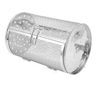 Générique Panier à Griller Roulant en Acier Inoxydable Boucle et Porte | Argenté, Usage Polyvalent pour Arachides et Aliments, Chauffage Uniforme, Accessoires de Rôtisserie