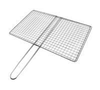 Générique Panier à Poisson Grillé, Grille à Légumes en Acier Inoxydable Argenté, Réutilisable, Design Ergonomique, Maille, pour Légumes et Crevettes, Barbecue et Feu de Camp